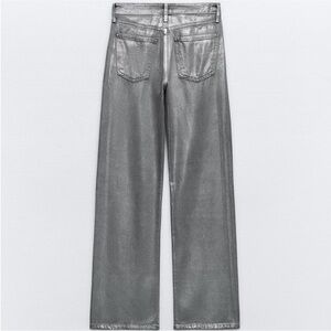 NWT Zara Metallic Finish Wide Leg Jeans Size 10
